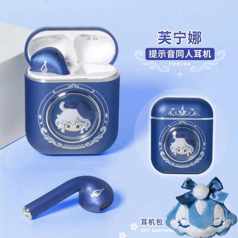 Genshin Impact Furina TWS 이어폰, Focalors 무선 블루투스 5.3 헤드폰, 팁 톤 포함, 저지연 소음 감소 이어버드