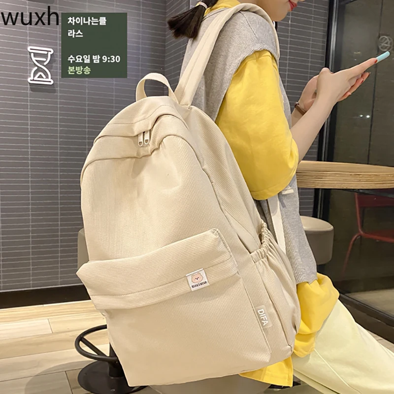 

New Waterproof Backpacks Nylon Women Backpack Solid Color Bookbag Schoolbag for Teenage Girls Mochila Bookbag Female Travel Bag