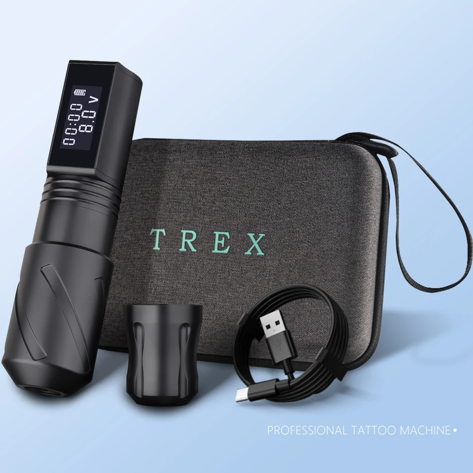 T-rex-ワイヤレスタトゥーマシンキット,強力なモーター,カートリッジ