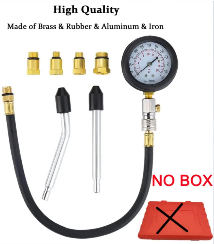 Benzinli Motor Sıkıştırma Test Cihazı Araba Basınç Göstergesi Test Cihazı Ölçer Otomatik Benzinli Gaz Motoru Silindir M10 M12 M14 M18 Adaptörü