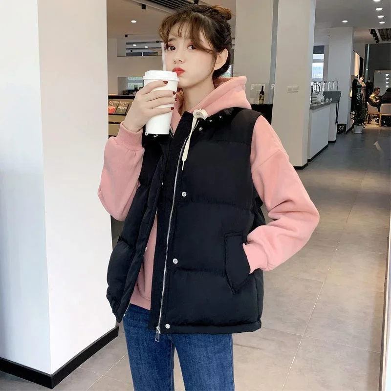 Solid Oversized Vest Jacket 2022 Fall Winter Women Loose Korean Sleeveless Down Jackets Thicken Warm Female Vests Cotton Coats