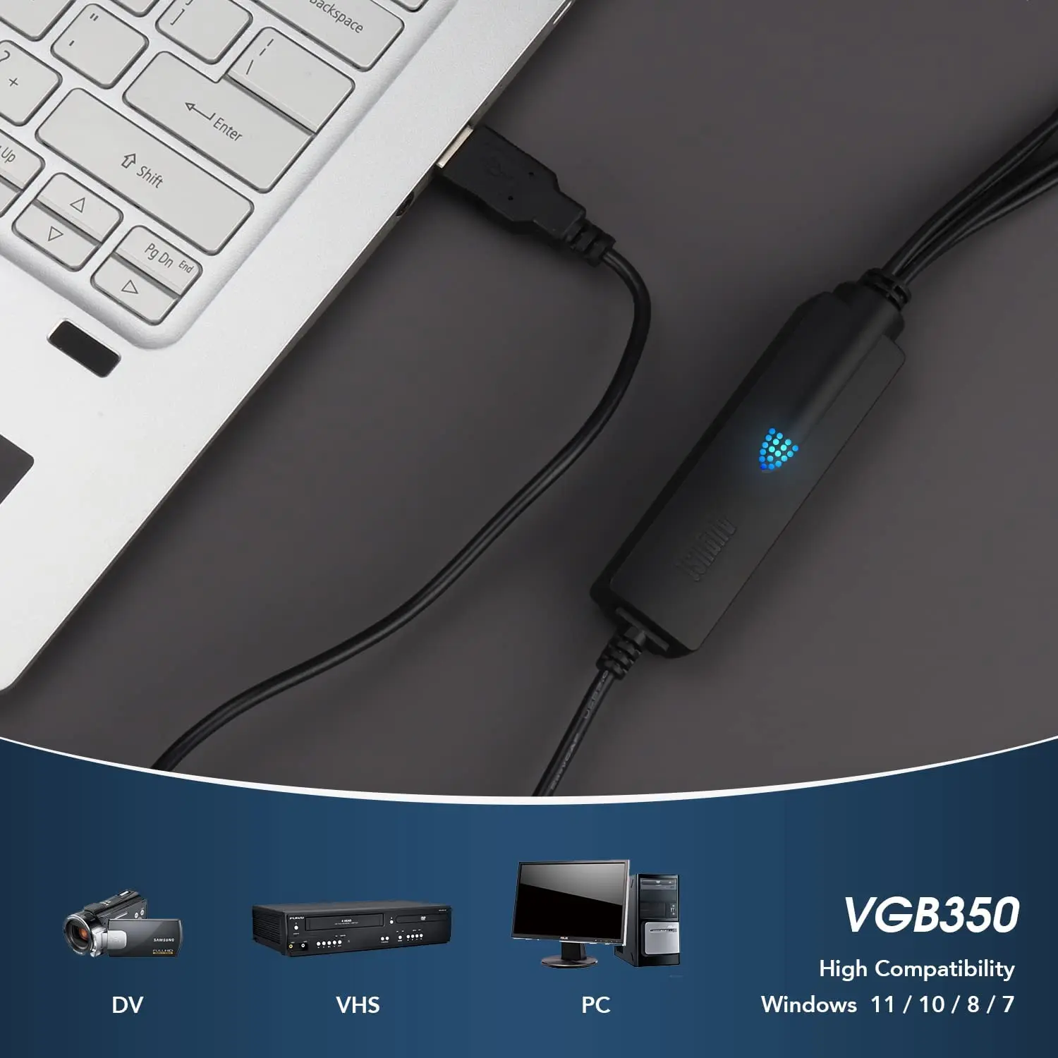 Agosto Vgb350 Usb Placa de Captura de Vídeo Vcr para Dvd Conversor Vhs Casa Vídeos para pc Áudio Gravador para Windows - Image 6