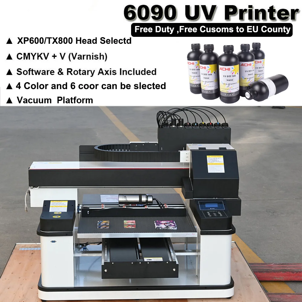 60*90cm 인쇄 크기의 UV 프린터, 휴대폰 케이스, 나무, 병, 아크릴, 금속, 가죽 UV 인쇄 기계