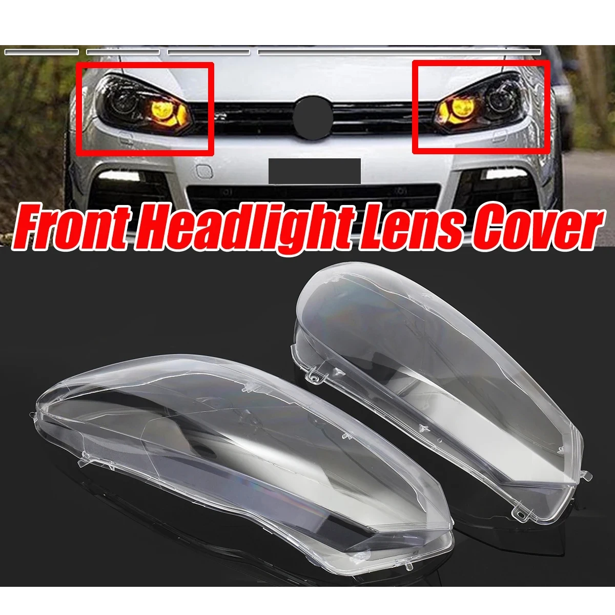 

Car Front Headlight Lens Covers Shell For VW For Volkswagen Golf 6 MK6 GTI R 2010-2014 Transparent Lampshade Headlamp Shell