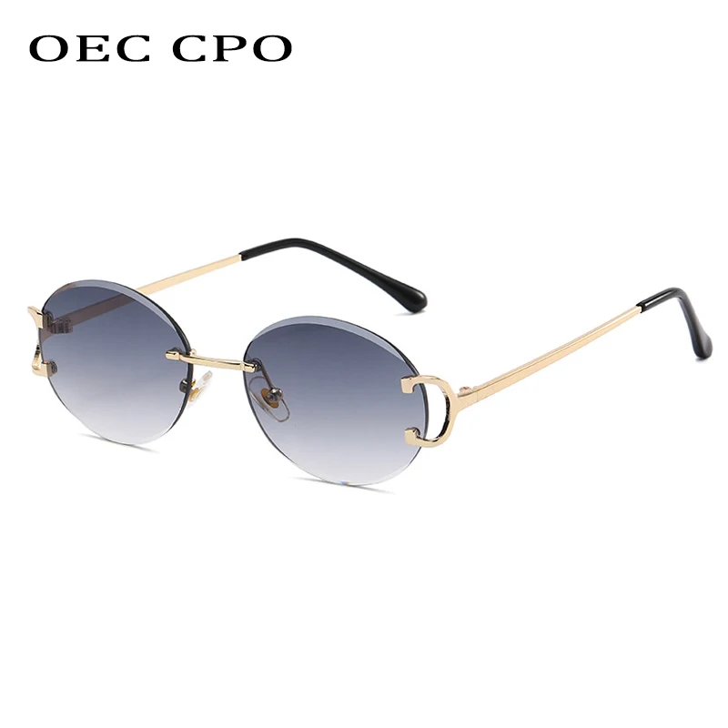 

Fashion Rimless Round Sunglasses Women Men Luxury Brand Design Sun Glasses Female Gradient Shade Frameless Eyewear UV400 Oculos