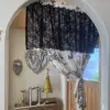 Flower Pattern Window Tulle Curtain Embroidery Black Lace Valance Door Kitchen Cabinet Window Curtains Hotel Cafe Room Divider 6