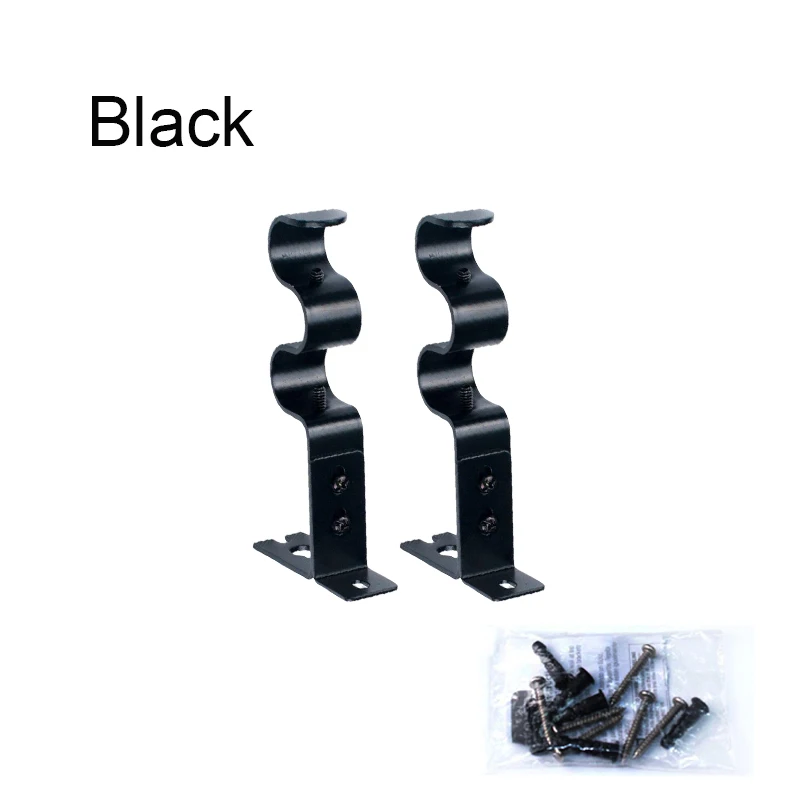 Adjustable Double Curtain Rod Brackets Holder for 3/4 Inch Curtain Rod Window Dressing Hardware 2pcs
