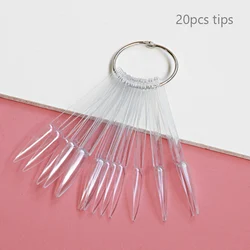 Nail Art Display & Practice Set - Clear False Nail Tips and Swatch Sticks (20 clear sharp)