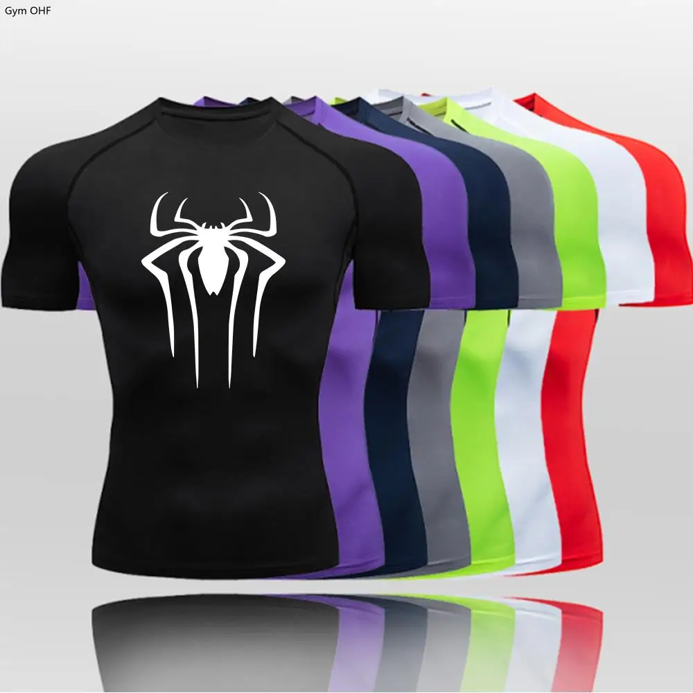 Compression t shirt sport t shirt running t shirts running t shirt fitness clothes Spider Compression Shirt Mens Rashguard Fitness For Men Gym Sports T-Shirt Running Sweatshirt Outdoor Mountaineering Training