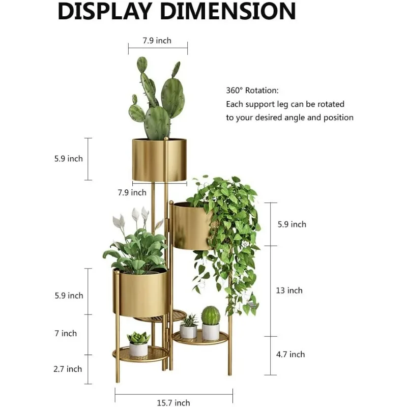 Metal Plant Stand, 6 Tier 6 Potted Indoor Black Flower Pot Stand Holder Shelf, Foldable Decorative Display Rack
