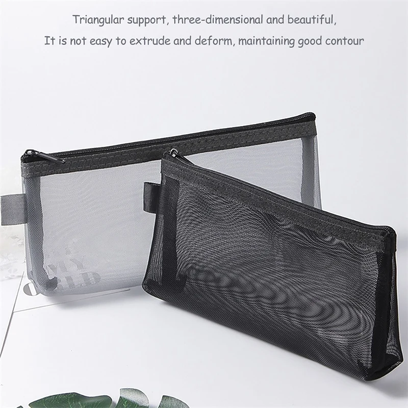 

8pcs Mesh Pencil Bag Pen Pouch Korean Transparent Gel Pen Stationery Organizer Case Holder Students Gift Prizes Kawaii Bag