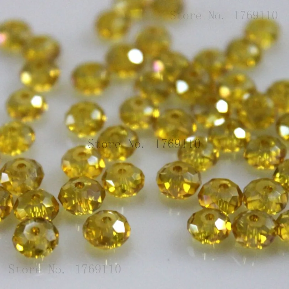 Olive Green Faceted Crystal Glass Rondelle Beads - 50pcs