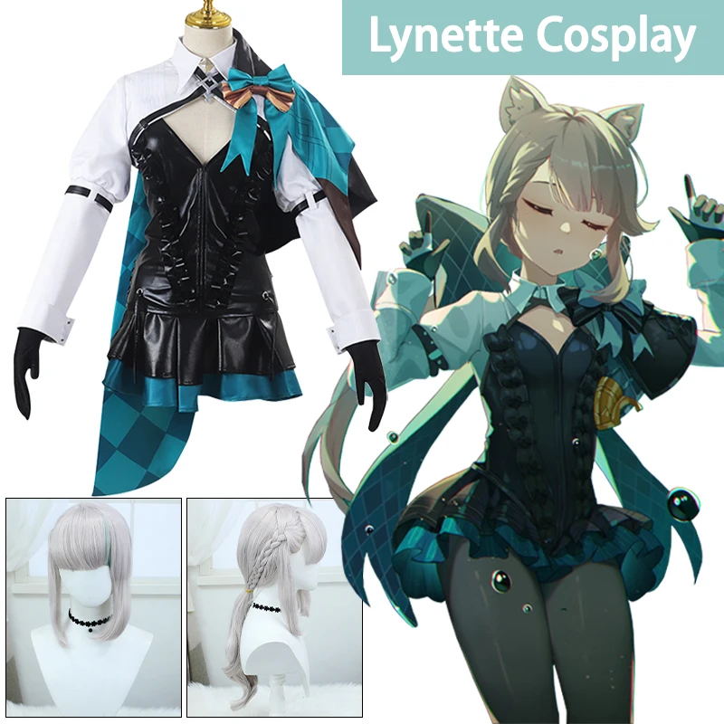 

Lynette Cosplay Costume Game Genshin Impact Cosplay Costume Anime Uniform Wig Halloween for Women Girl