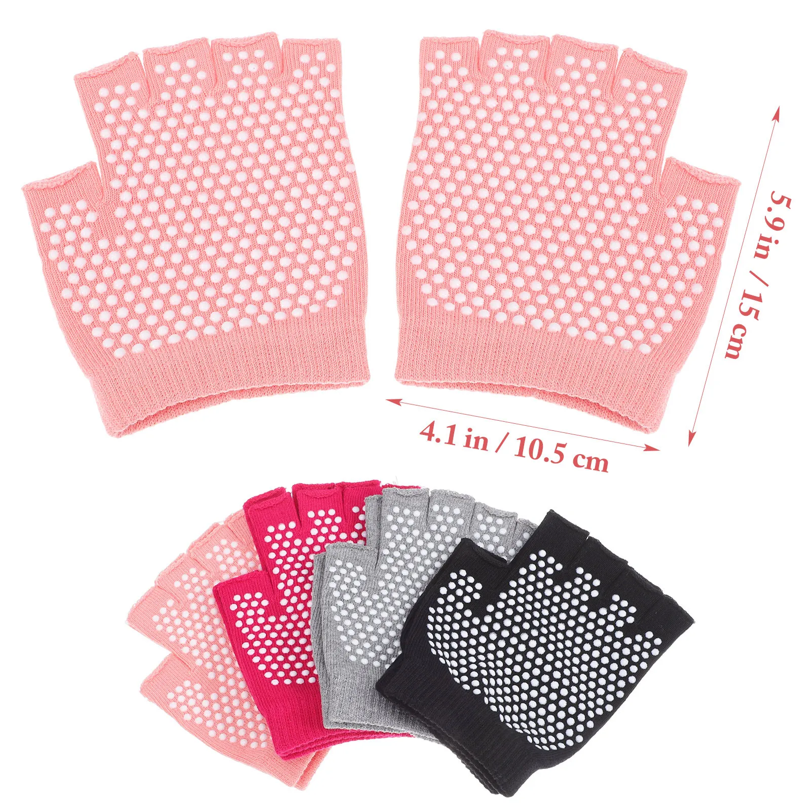 4 쌍 통기성 미끄럼 방지 요가 장갑 여성용 핑거리스 피트니스 장갑 훈련 운동 댄스 필라테스 하이킹
