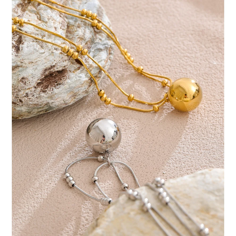 Yhpup Necklace Stainless Steel Double-Layer Waterproof