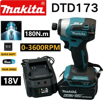 Makita 충전식 전기 스크루 드라이버, 자동 수리 임팩트 스크루 드라이버 세트, Dtd173