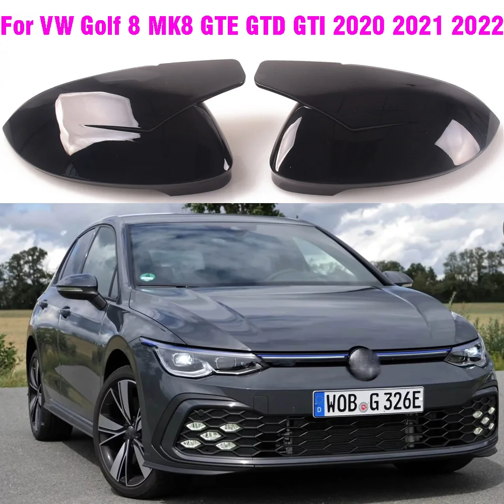For VW Golf 8 MK8 2020 2021 2022 Mirror Covers Caps RearView Mirror Case Cover Bright Black Covers