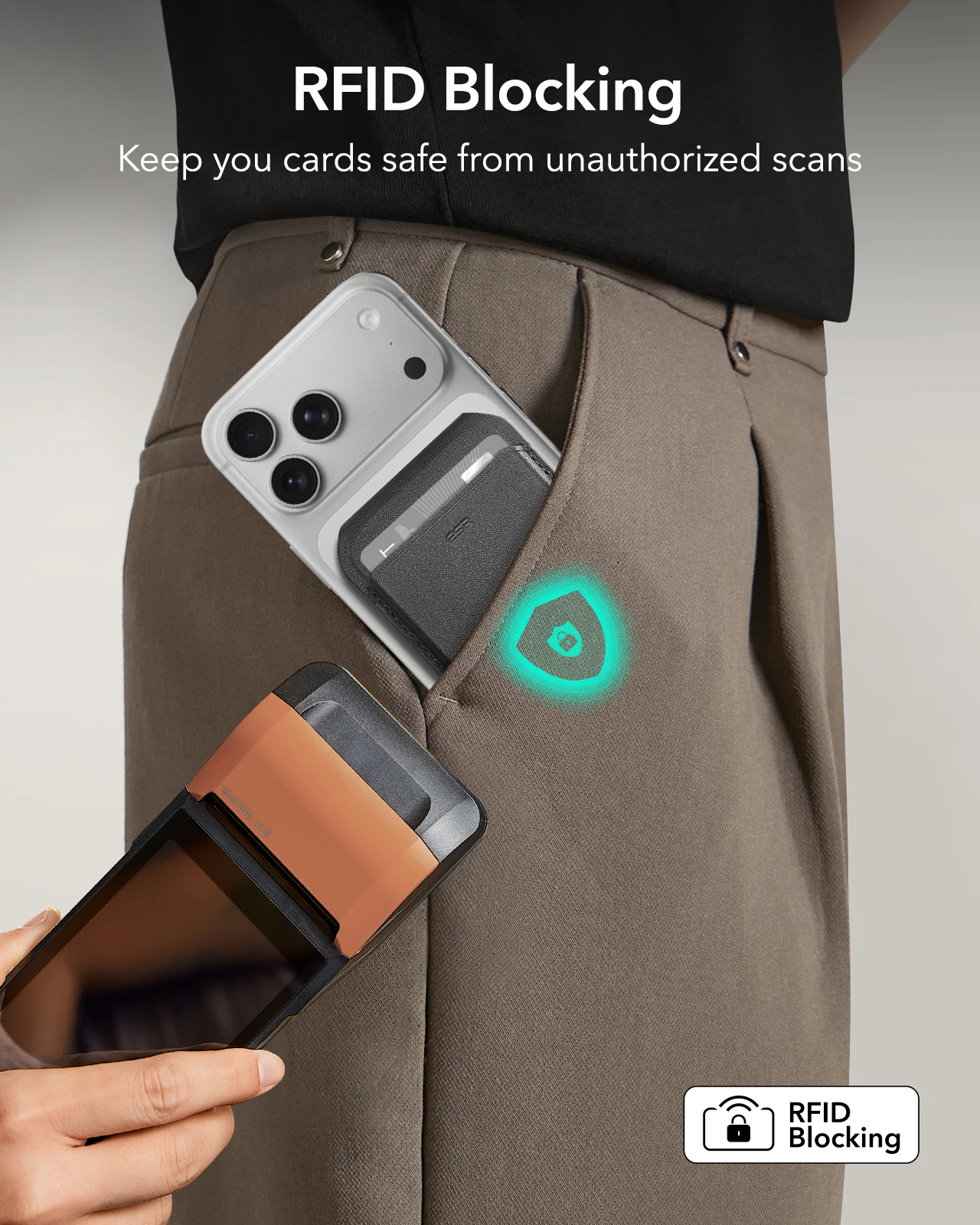 아우라 맥세이프 지갑 비건 가죽 5 카드 홀더 조절 가능한 맥세이프 지갑 여성용 아이폰 17/16/15/14/13/12 시리즈용