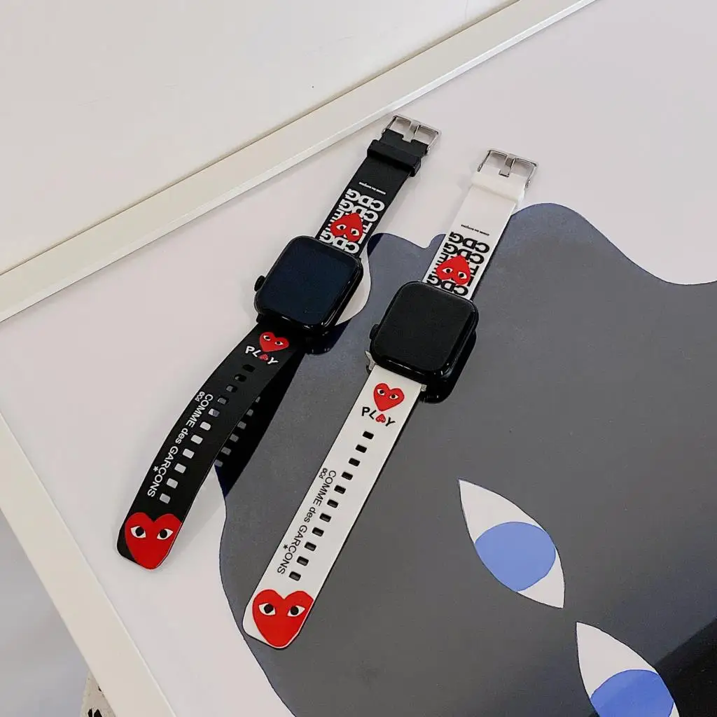 

Ремешок силиконовый для Apple Watch Band 44 мм 40 мм, мультяшный браслет для iWatch Series 7 6 SE 5 4 3, аксессуары 45 мм