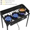 3-Burner Outdoor Portable Propane Burner Stove 225,000-BTU Gas Cooker with Windscreen & Carrying Bag, Heavy Duty Iron Cas 3