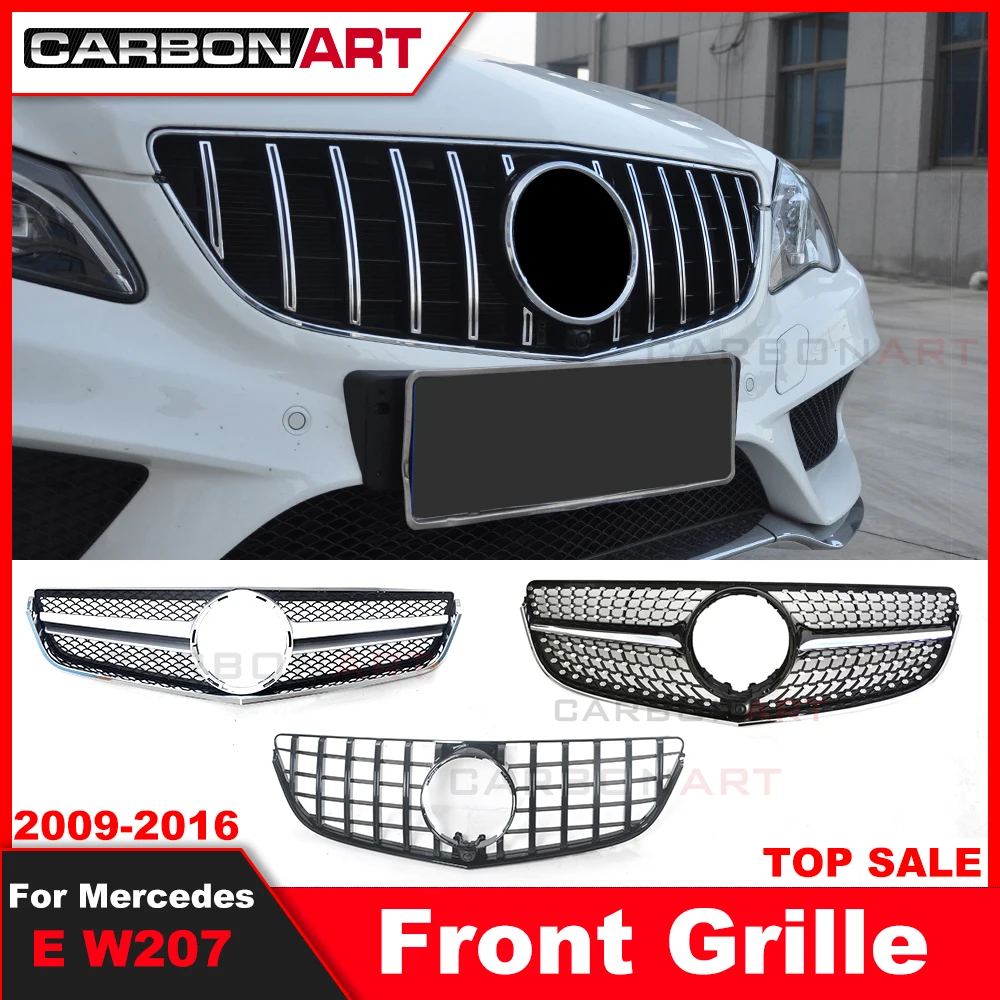 2009 2010 2014 E coupe W207 Diamond Grid Front Grille Fit for MB W207 Facelifted E coupe Replacement Silver grille for C207 car