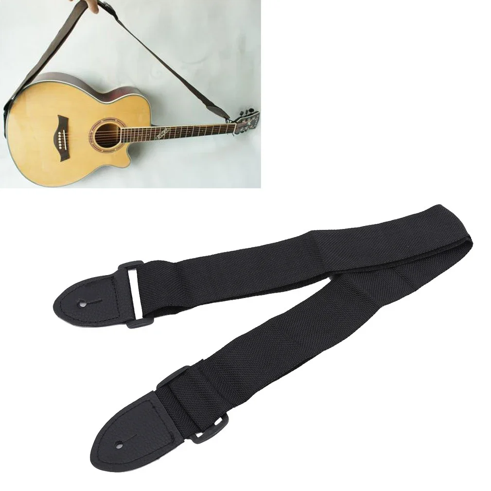 Gitarrengurt Lederkopf Verstellbarer Schultergurt für Gitarre E-Bass Gitarre Teile Zubehör Schwarz Neue Gitarren