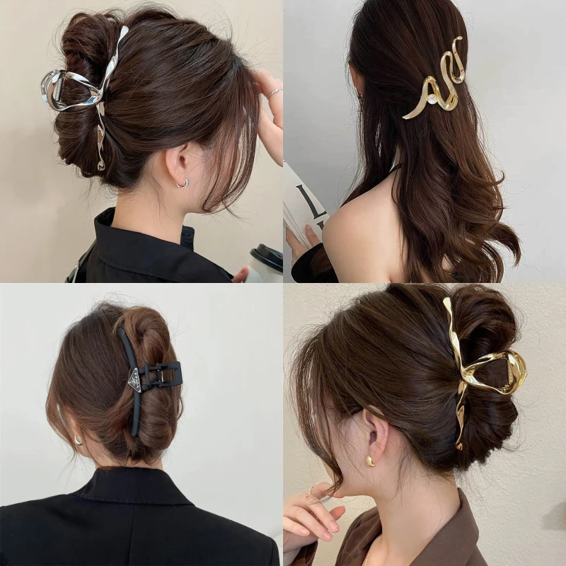 

Metal Grip Hair Clip for Women Large Back Spoon Shark Clip Y2k Cool Girls Charm Trend Hair Claws Korean New Headwear Accessories