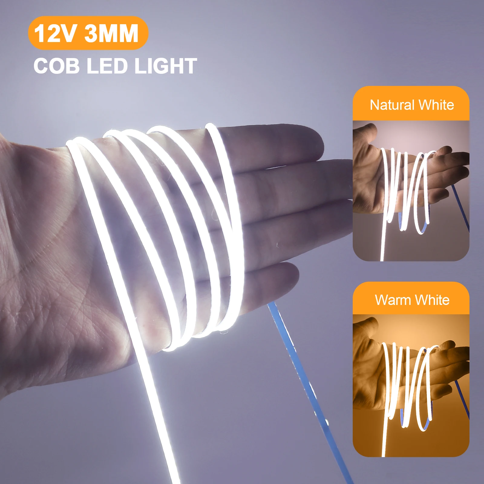 DC5V 12V COB Streifen 3MM 5MM 8MM 320LEDs/m FOB LED Licht Bar 3000K 4000K 6000K Flexible Band Seil Cob LED Streifen Linear Beleuchtung – Detail 19