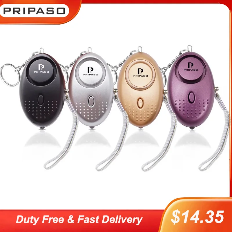 USA Seller Pripaso Personal 130dB Alarm Self Defense Keychain & LED Flashlight 