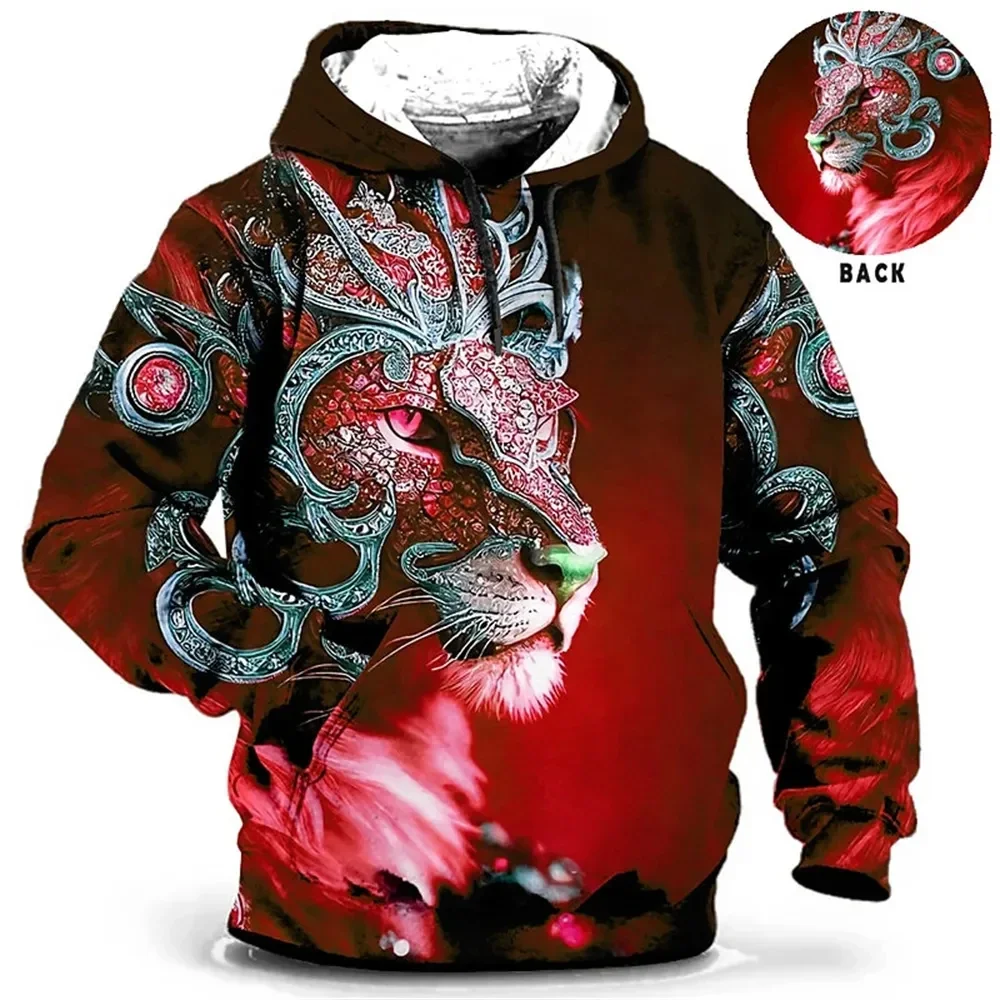 thumbnail image 1 of Sudadera con capucha para hombre, con estampado de tigre en 3D, holgada, de diseñador, para primavera y otoño, de manga larga, talla 4XL, ropa Harajuku Y2k de gran tamaño, 1 of 4