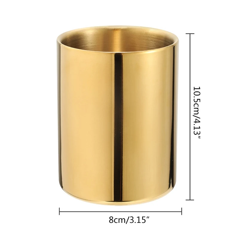 Metal Pen Cup Desktop Pen Holder Stainless Steel Box Anti-rust Sturdy Durable Desk Ornaments for Home Office Dropship