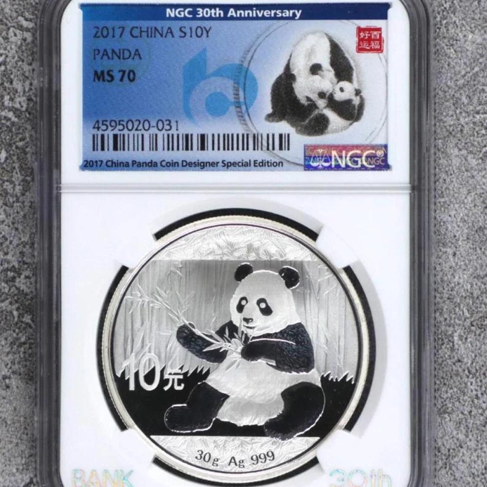 

2017 г., Китай, серебро панды 30 г Ag.999, памятная монета, настоящее Оригинальное серебро для коллекционирования монет/слитков S10Y NGC MS70, идеально