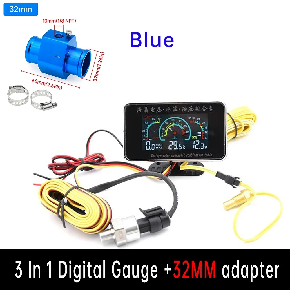 100% Öldruck-, Wassertemperatur- und Spannungsmessgeräte 3-in-1 LED-Anzeige Digitales Auto-Messgerät mit Alarm Multifunktionales Digitalmessgerät – Detail 22