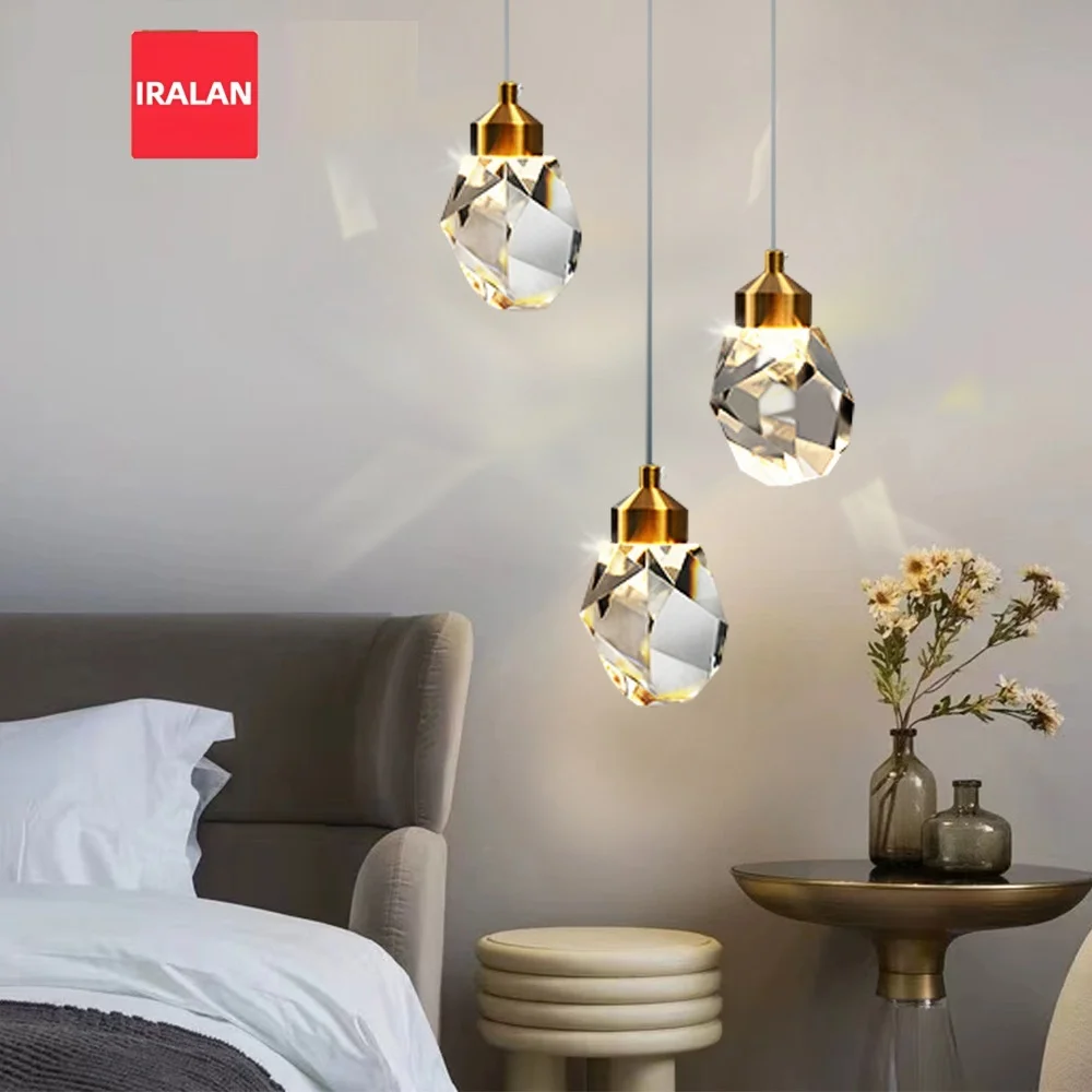 Crystal Pendant Lamp Warm Light Cold Light Modern Chandelier for Bedroom Bedside Kitchen Cafe Bar Home  Minimalist Decoration