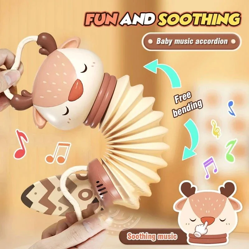 Baby Music Toys Accordion Stroller Hanging Cute Animal Electronic Instrument Early Education Vocal Toys Kids Babies Gifts