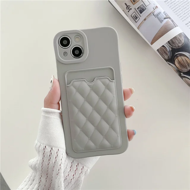huurling munt Gastheer van Wallet Card Holder Case for iPhone 14 13 Pro Max 11 12 Silicone Luxury  quilted Neon Phone Cover for iPhone XR X XS 7 8 Plus SE - AliExpress