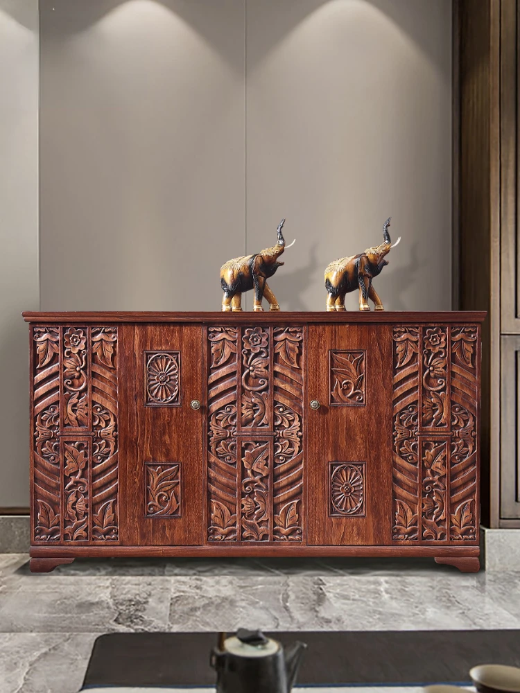 

Chinese style carved solid wood entrance cabinet