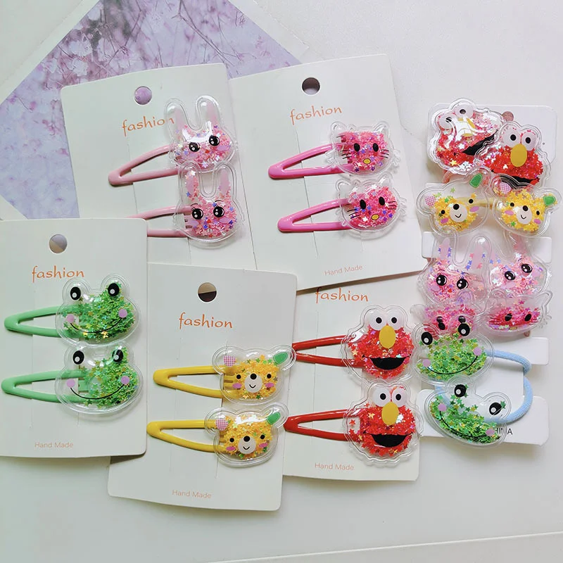 

Заколки для волос прозрачные из ПВХ с блестками и медведем, 2 шт.