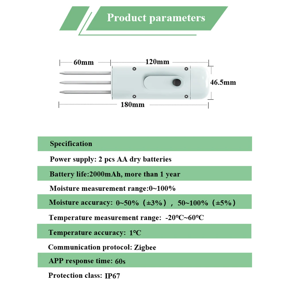 Tuya Zigbee Wireless Soil Moisture Meter Temperature Humidity Tester Plant Monitor IP67 Waterproof Detector for Garden Planting soil moisture sensor,soil tester,soil moisture meter