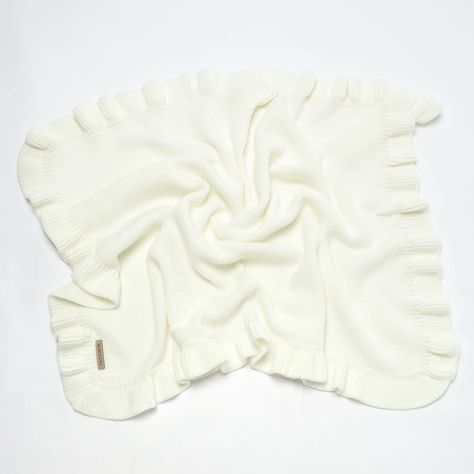 Knitted Baby Swaddle Blanket for New Born Babies Accessories Ruffle Stroller Blanket Bedding items Infant Nap Bed Cover 5
