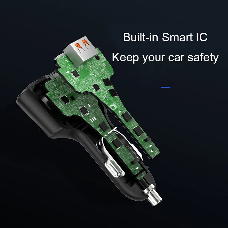 Car Charger 200W Car Charger 3-Port Quick Charge 3.0 USB C PD 100W PPS 45W Super Fast Charging for MacBook Pro iPhone 15 Samsung S23