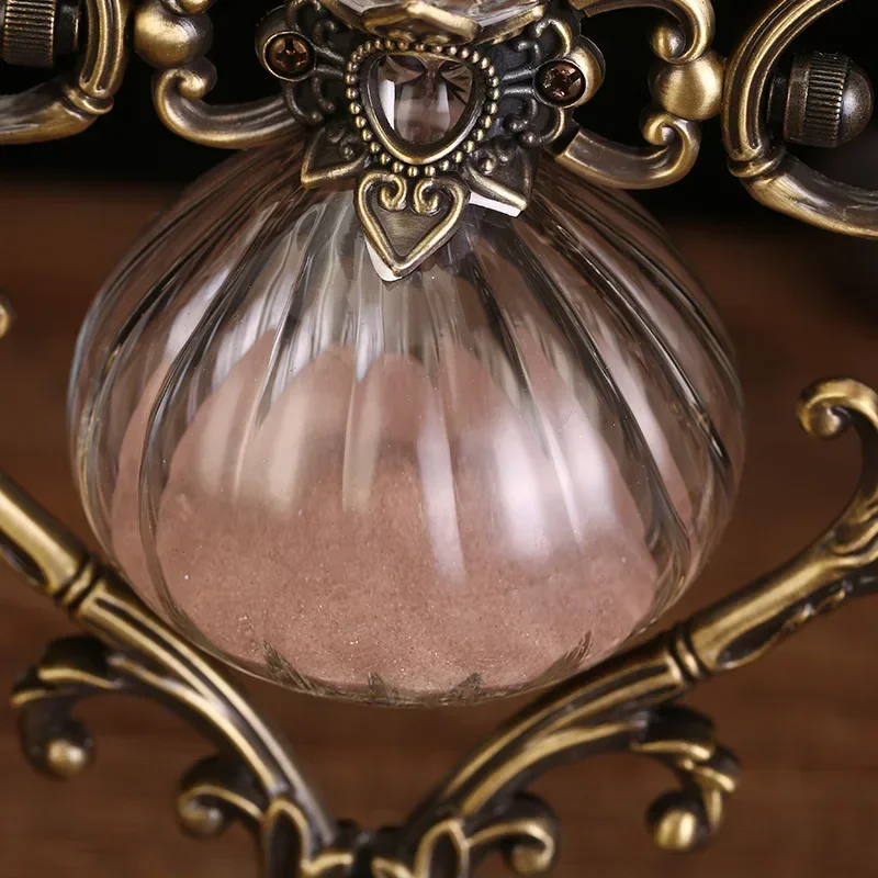 Hourglass 30 60 Minute Love Engraving Rotating Metal Sand Timer Antique Sand Clock Glass Sandglass Gifts Desk Wedding Decor