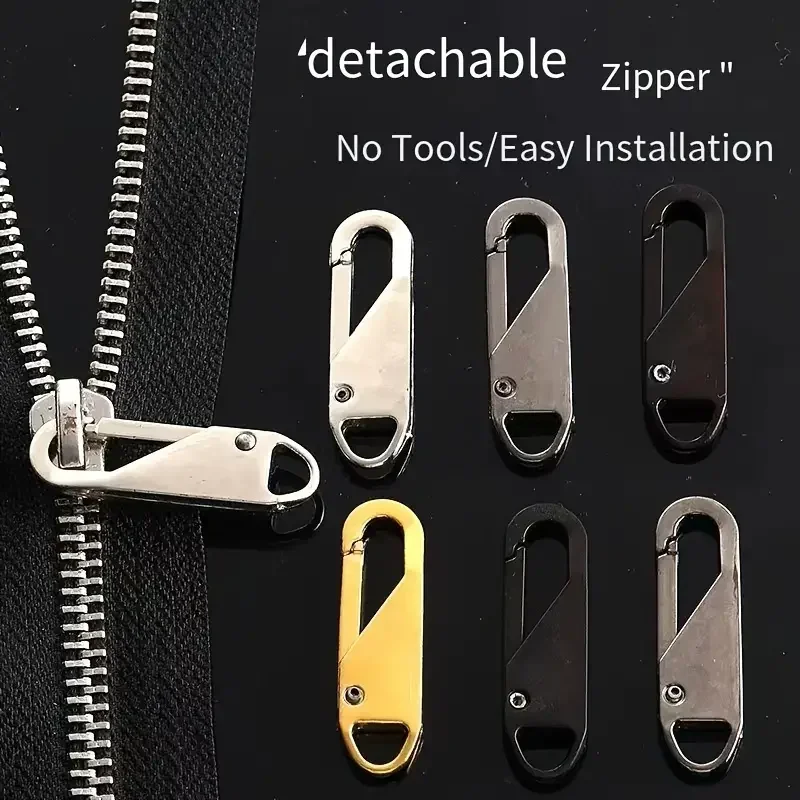 5 Pieces Zipper Slider Puller Replacement Zipper Repair Kit Universal Fixer Metal Head