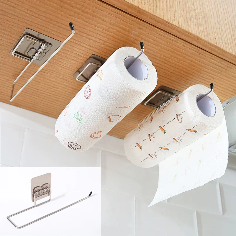 Self-adhesive Hooks Kitchen Rag Shelf Bathroom Towels Rack Without Drilling Wall Mounted Towel Shelf Household Towels Holder