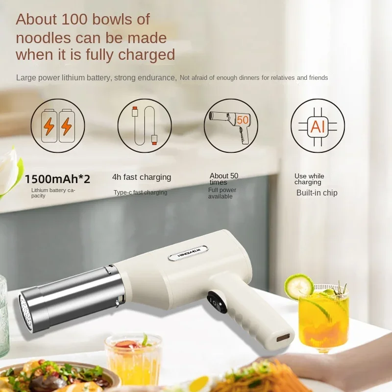 Portable Electric Noodle Maker-Fully Automatic & Wireless Handheld Pasta Press Machine noodle maker