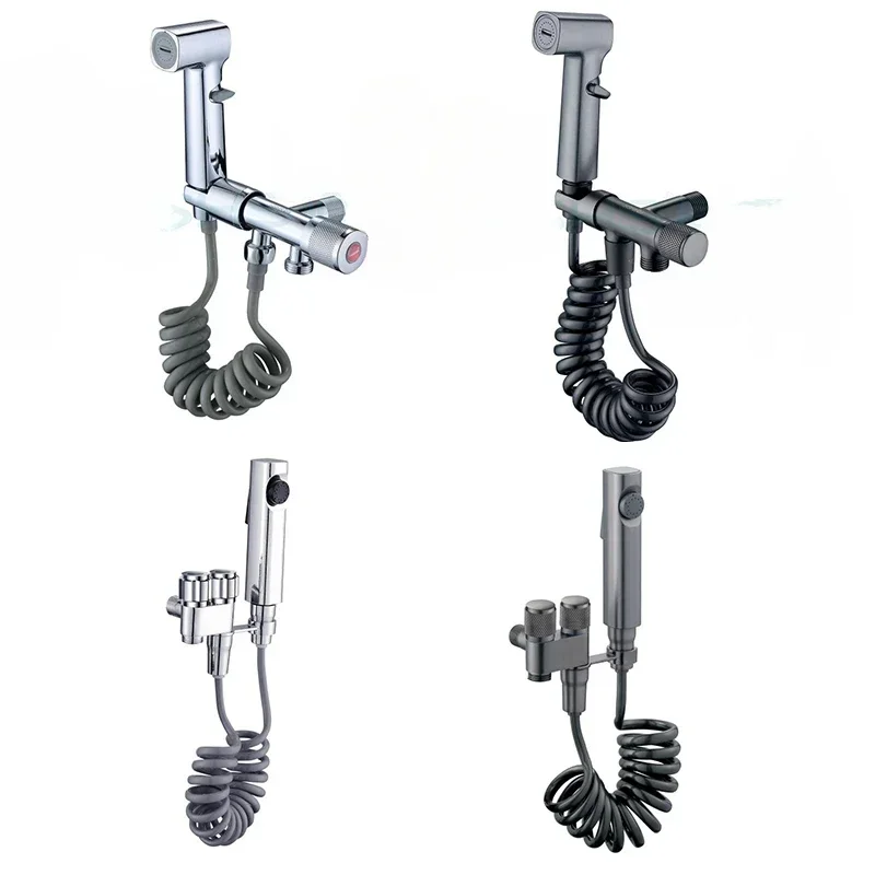 Wall Mount Two Out Water G1/2 Angle Valve Bathroom Shower Bidet Sprayer Set Hygienic Cleaning Sprayer for Toilet Accessories