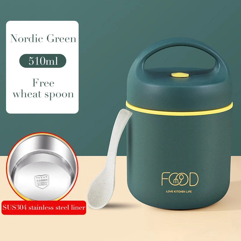 Boîte à Déjeuner Isotherme Ronde - Acier Inoxydable 304 - Étanche Et Portable - 4 Pièces