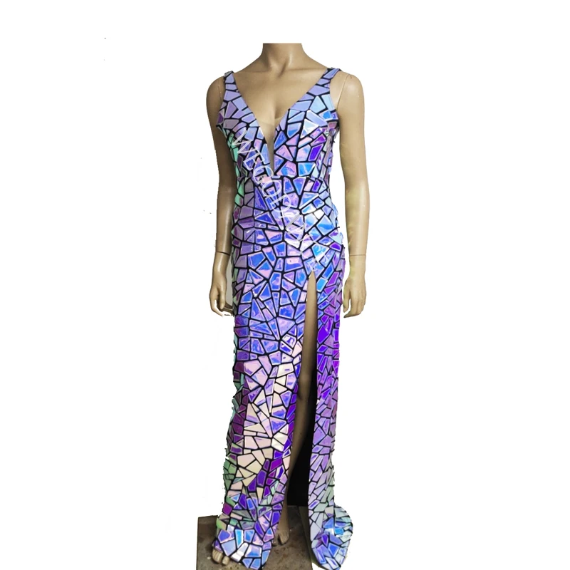

New Sexy Women Sequin Mirro Long Prom Birthday Dress