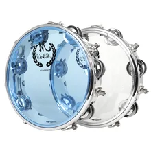 

Tambourine Handbell Hand Drum With Double Row Jingles Percussion Instrument 8/10 Inch Blue/Transparent Handheld Tambourine