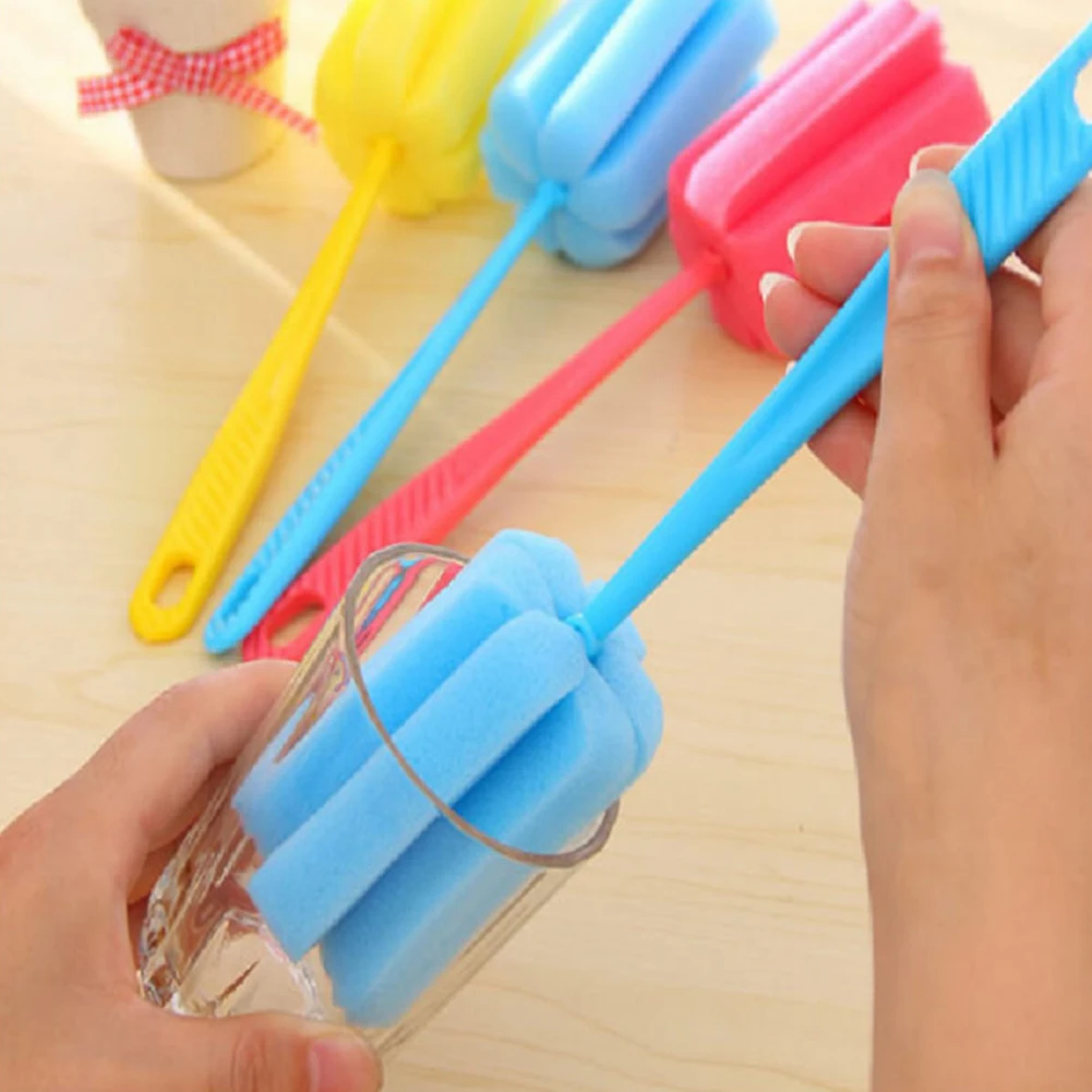 3pcs Sponge Cleaning Brush Home Kitchen Cleaning Accessories Long Handle Brush Bottle Cup Glass Washing Clean Tool Cleaner Brush 5
